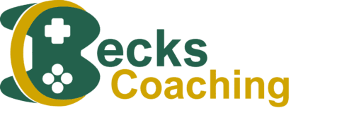 Logo von Becks Coaching mit Spielcontroller-Symbol und gr&uuml;nem sowie gelbem Schriftzug.