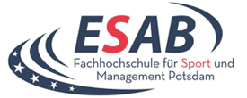 Logo der ESAB Fachhochschule f&uuml;r Sport und Management Potsdam mit dynamischen Wellen und Sternen.